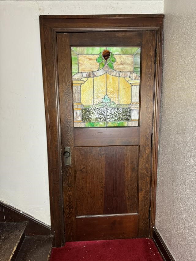 Vintage Wooden Door w/Stained Glass Inlay 83x36
