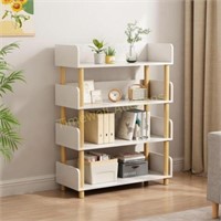 4-Tier Wooden Bookcase  White Bookshelf