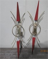 2 Vintage Wall hanging  Candle Holders  20"