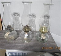 3 assorted 14" Oil Lamps
