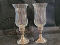 Crown Weighted Sterling Candle Holders w/ Shades