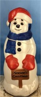 Seasons greetings snowman blowmold 13.5” x 31”