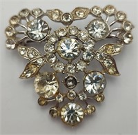 Elegant Vintage Pin of Very Nice Clear Rhinestones