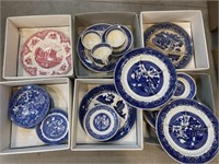 Blue Willow plate, cups and saucers etc.. *not