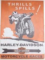 THRILLS SPILLS ! Harley-Davidson Motorcycle Print