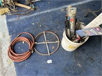 Air Hose, Snake, & Bucket of Misc.