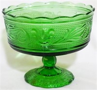 EO Brody Green Glass Compote 5.5"