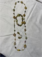 Glass Bead Necklace, Earring, & Bracelet Set