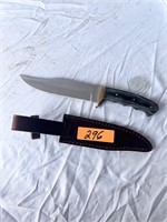 Straight Edge Blade and Leather Sheath Knife 12''
