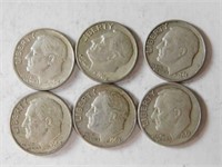 6 Liberty dimes 1960's