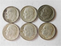 6 Liberty dimes 1960's