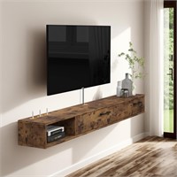 Pmnianhua Farmhouse Floating TV Stand with 2 Doors