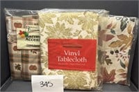 (3) New vinyl Tablecloths; varied sizes