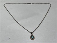 Sterling Silver Necklace with Turquoise Pendant