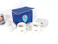 Lot Pepsi; tasses, bouteille miniature, sac