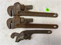 LOT OF 3 RIGID VINTAGE PIPE WRENCHES