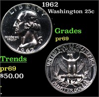 Proof 1962 Washington Quarter 25c Graded pr69