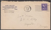 Kaw Valley Northwestern Railroad Corner Card, US S