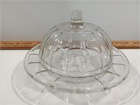 Vintage Hazel Atlas Clear Glass Round Butter Dish