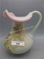 Fenton hadn painted 7" pitcher w/ Holly.