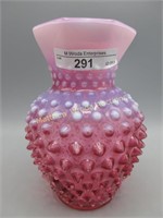 Fenton cranberry opal Hobnail 5" vase