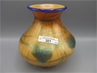 Imperial Freehand 7" HEart & Vine vase, Orange w/