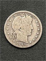 1893 Barber Silver Quarter