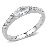 No Plating Stainless Steel Ring with AAA Grade CZ