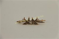 9K EDWARDIAN SWALLOW BROOCH WITH SEED PEARLS