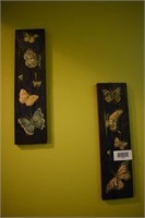 Pair of Carved Wood Butterfly Wall Hangings