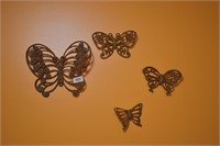 Lot of 4 Faux Rattan Butterfly Wall Hangings