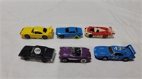 6 vintage slot cars