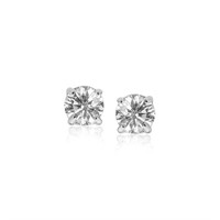 Round 1.00ct White Sapphire Silver Stud Earrings