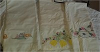 3 FULL SIZE HAND EMBROIDERED FLAT SHEETS