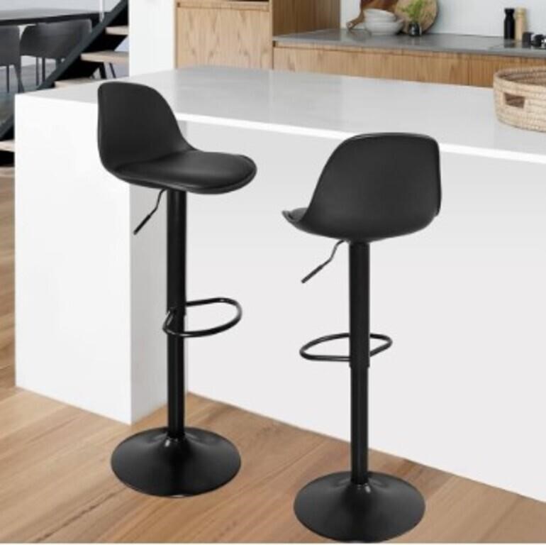 Black Leather Bar Stools Set Of 2