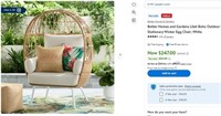 N9533 Lilah Boho Wicker Egg Chair White