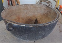 (G) Large Antique Cast Iron Kettle measuring 24