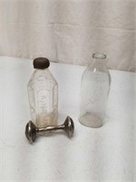 Antique Baby Bottles and Rattle