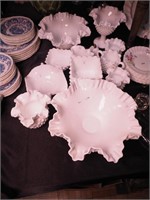 13 milk glass Hobnail items: bowls from 10 1/2"