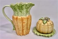 Fitz & Floyd - carrot pitcher -9", pumpkin covered