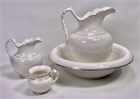 Bowl and pitcher set, extra pitcher and cup,