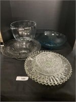 Large Glassware Bowls, Crystal Like Plates.