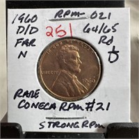 1960-D/D MEMORIAL PENNY CENT RPM-021 STRONG