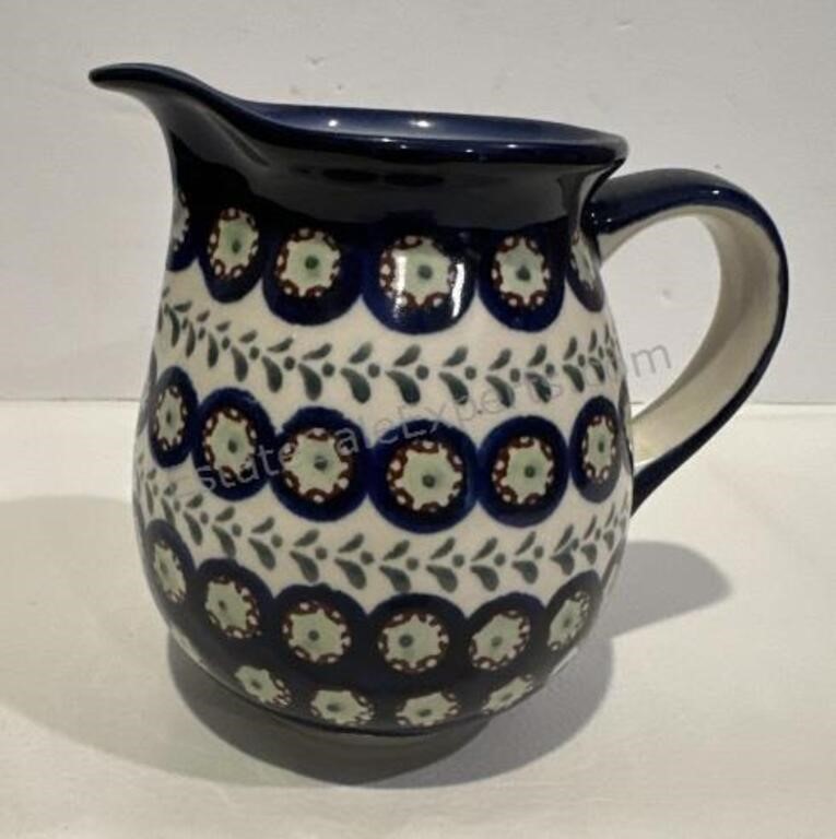 POLISH HANDMADE POTTERY MEDIUM PITCHER 5” Tall x