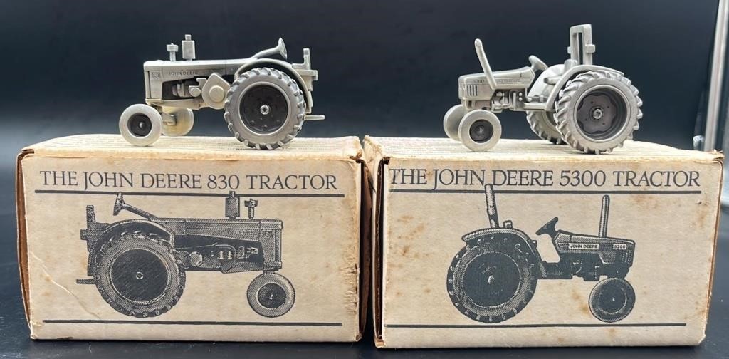 2 NOS Pewter John Deere Tractors