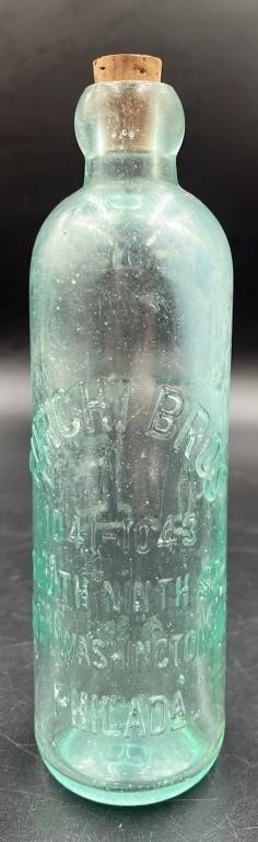 Antique Turch Bros Aqua Blob Top Bottle