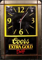 Vintage Coors Extra Gold Lighted Wall Sign Clock