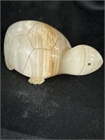 Super cool solid agate stone carved turtle. 5” by