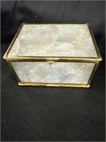 Mother of pearl velvet lined trinket box 3-1/2”