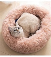 Small plush cat bed in light pink 20" diameter